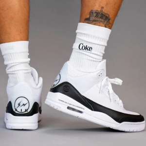 頂級純原Fragment Design x Air Jordan 3 黑白藤原浩閃電aj3低筒籃球鞋運動鞋球鞋男鞋