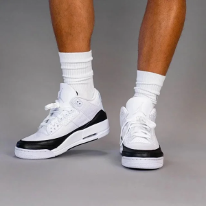 頂級純原Fragment Design x Air Jordan 3 黑白藤原浩閃電aj3低筒籃球鞋運動鞋球鞋男鞋