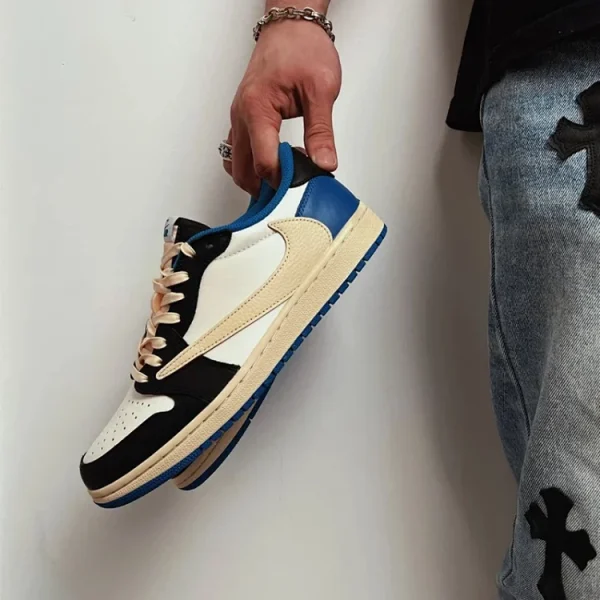 【頂級純原】Fragment Design x Travis Scott x Air Jordan 1 Retro Low AJ1藤原浩 三方聯名 閃電倒鉤 白藍 低筒 籃球鞋 運動鞋