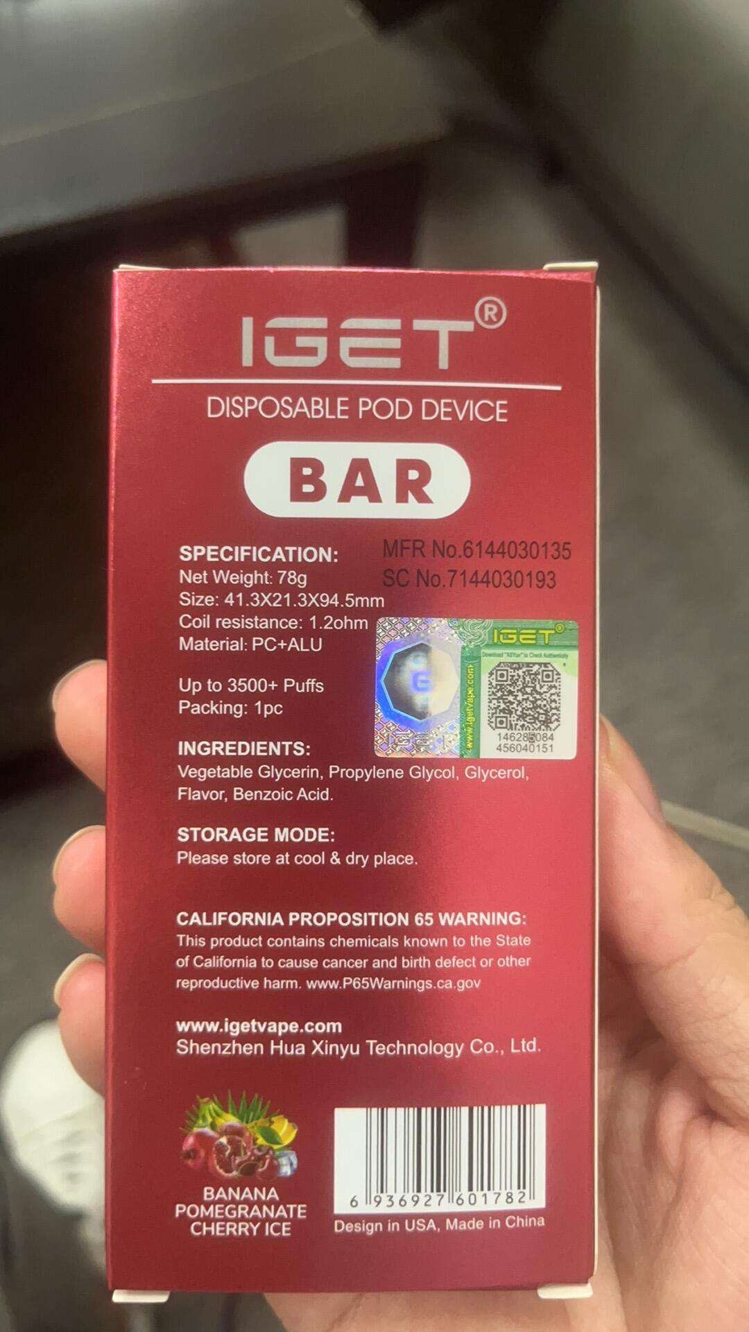 澳洲爆款熱銷 IGET Bar 3500 Puffs 拋棄式/一次性電子煙