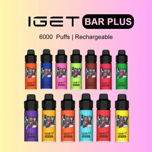 澳洲爆款熱銷 IGET BAR PLUS 6000 PUFFS 電子煙主機套件 - (口感細膩 可充電 可換彈)