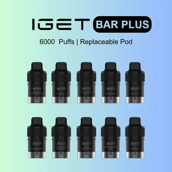 澳洲爆款熱銷 IGET BAR PLUS POD 6000 PUFFS 補充裝煙彈 - (需要搭配BAR PLUS主機)