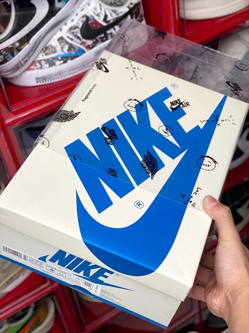 【頂級純原】Fragment Design x Travis Scott x Air Jordan 1 Retro Low AJ1藤原浩 三方聯名 閃電倒鉤 白藍 低幫 籃球鞋 運動鞋