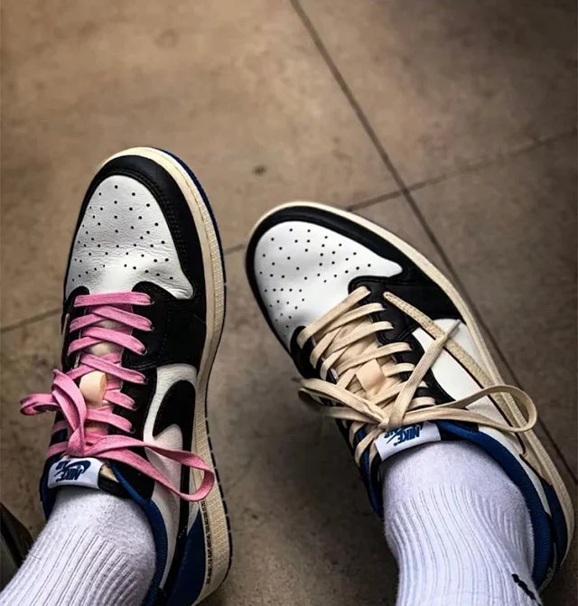 【頂級純原】Fragment Design x Travis Scott x Air Jordan 1 Retro Low AJ1藤原浩 三方聯名 閃電倒鉤 白藍 低幫 籃球鞋 運動鞋