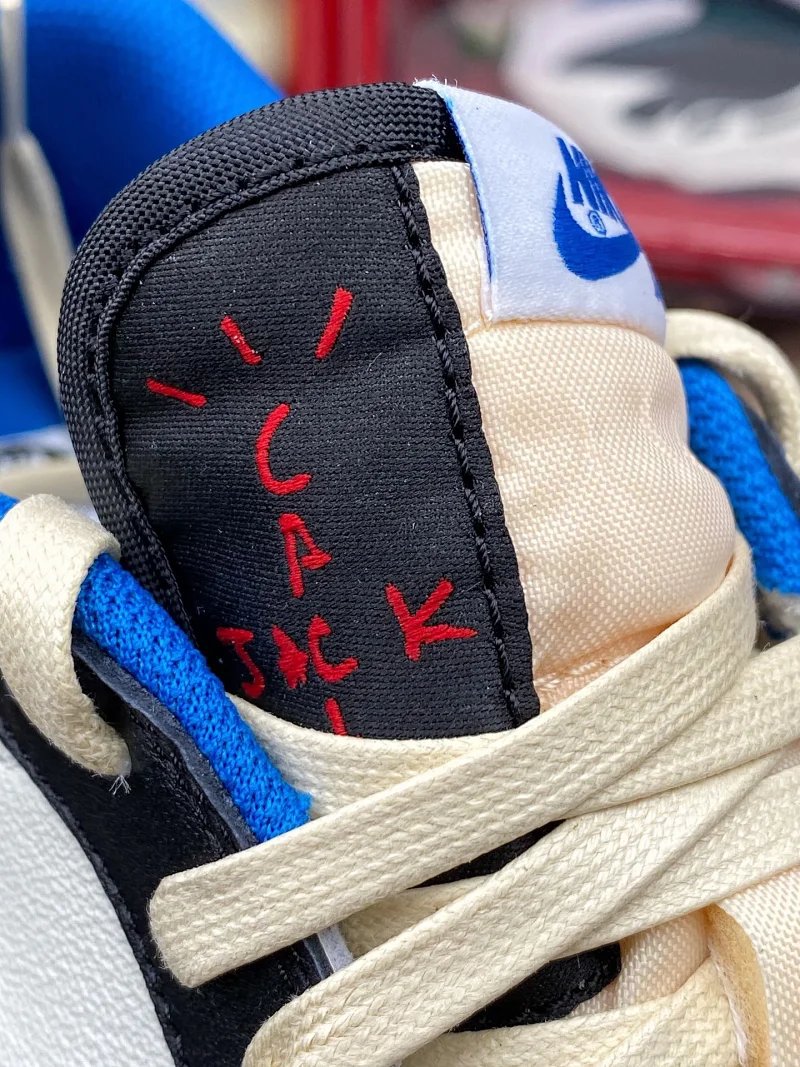 【頂級純原】Fragment Design x Travis Scott x Air Jordan 1 Retro Low AJ1藤原浩 三方聯名 閃電倒鉤 白藍 低幫 籃球鞋 運動鞋