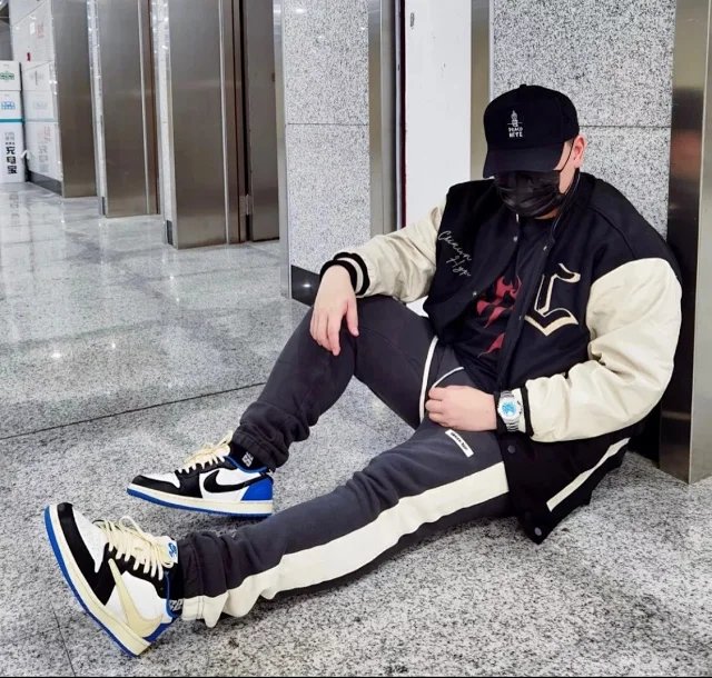 【頂級純原】Fragment Design x Travis Scott x Air Jordan 1 Retro Low AJ1藤原浩 三方聯名 閃電倒鉤 白藍 低幫 籃球鞋 運動鞋