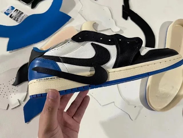 【頂級純原】Fragment Design x Travis Scott x Air Jordan 1 Retro Low AJ1藤原浩 三方聯名 閃電倒鉤 白藍 低幫 籃球鞋 運動鞋