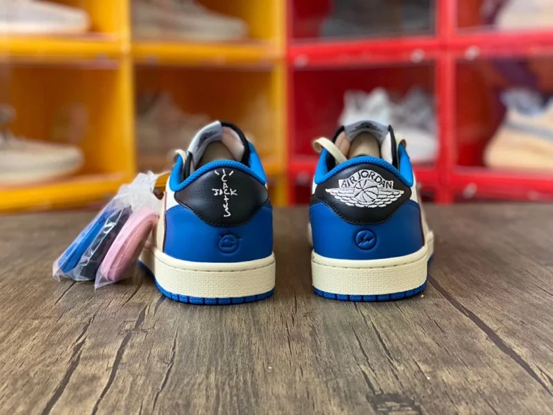 【頂級純原】Fragment Design x Travis Scott x Air Jordan 1 Retro Low AJ1藤原浩 三方聯名 閃電倒鉤 白藍 低幫 籃球鞋 運動鞋